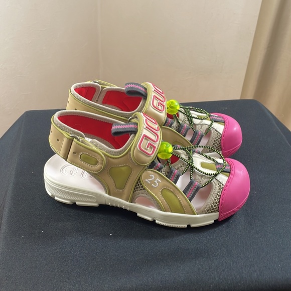 Mesh Fabric Tinsel Sport Sandals 6 Gucci - Picture 4 of 8